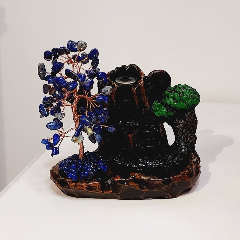 Stone Tree Backflow Incense Holder - Amethyst Citrine Aquamarine Lapis Lazuli - Items for Display - Crystal 