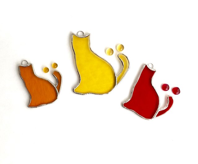 ステンドグラス サンキャッチャー Trois chats 3個セット - ショップ