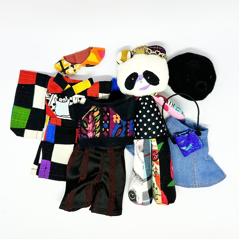 Mr. Panda/Panda stuffed toy/with charm/dress-up doll - Charms - Cotton & Hemp Multicolor