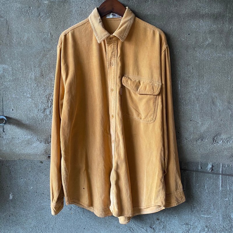 --Vintage--yellow corduroy shirt - Men's Shirts - Other Materials Orange