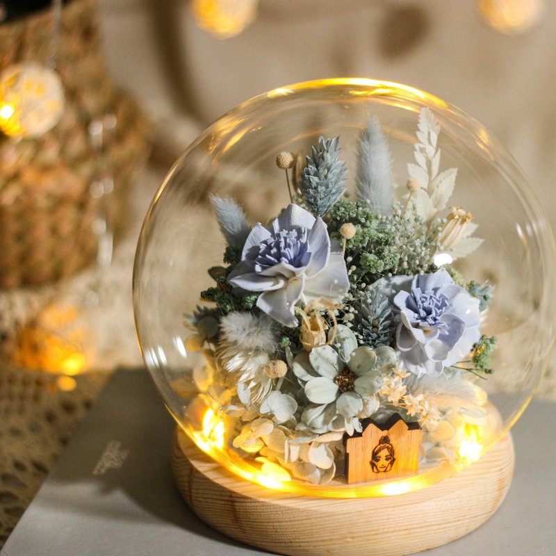 [Customized everlasting flower cup] Laser carving brand name opening ceremony wedding bridesmaid ceremony night light flower ceremony decorations - Dried Flowers & Bouquets - Other Materials 