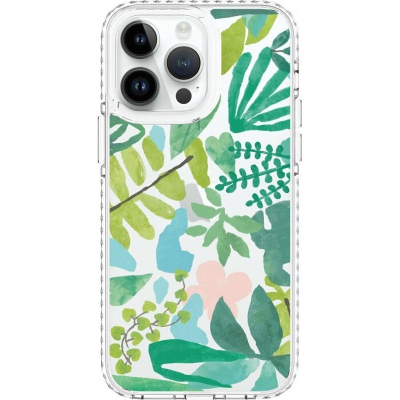 Printing music co-branded mobile phone case-air cushion anti-fall protective case/horticulture flower stand/grass green (iphone16) - เคส/ซองมือถือ - วัสดุอื่นๆ สีใส