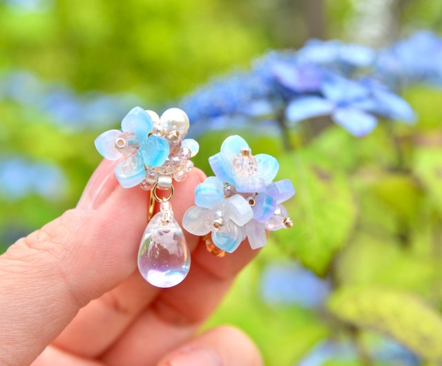 紫陽花ピアスK10YG