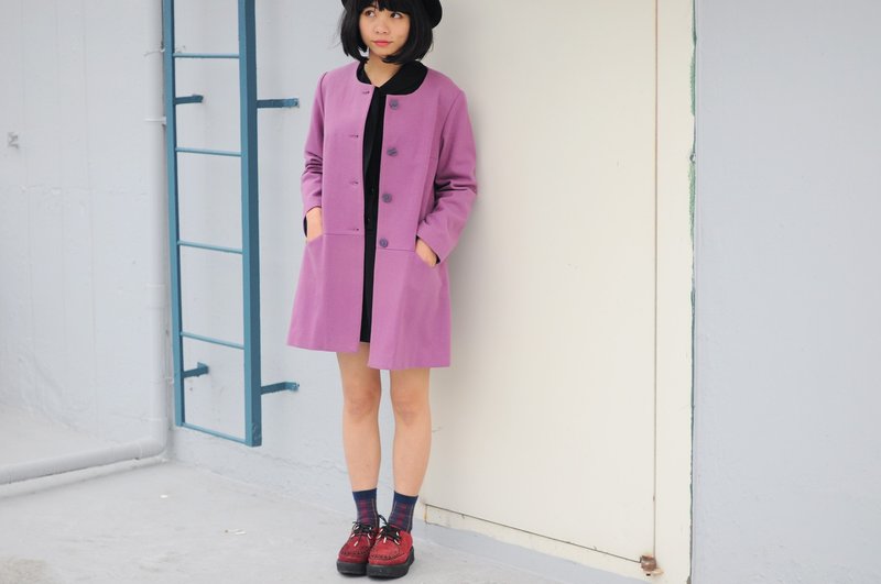 Par - purple wool coat pocket triangle / {only} a SOLD OUT - เสื้อแจ็คเก็ต - ขนแกะ สีม่วง