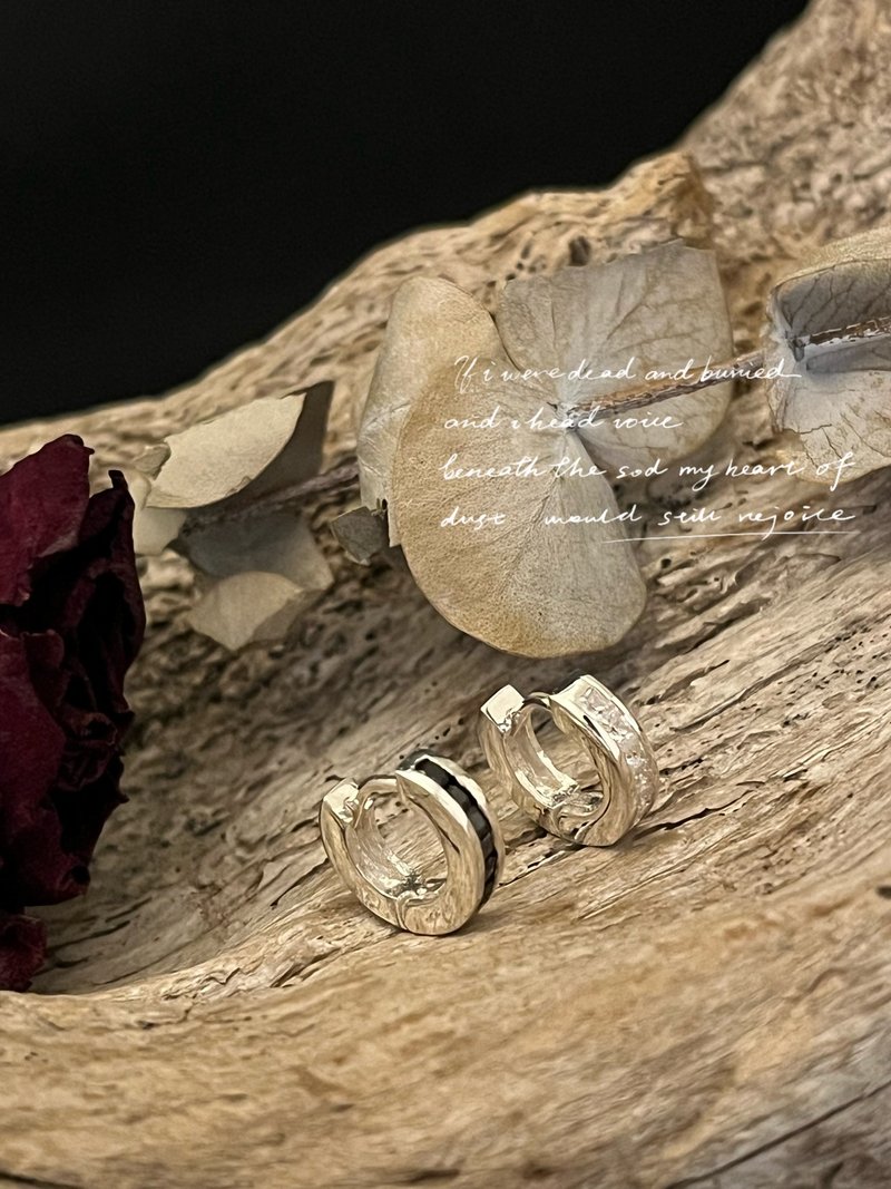 [Valentine's Day] Mineral Easy Buckle Earrings/Sterling Silver/Single - ต่างหู - เงินแท้ สีเงิน