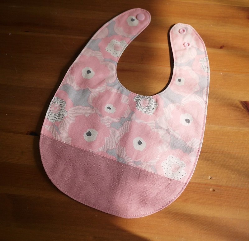 Hand-made model = double-sided six-layer yarn bib pocket / saliva towel = Nordic garden = pink stitching - Bibs - Cotton & Hemp Pink