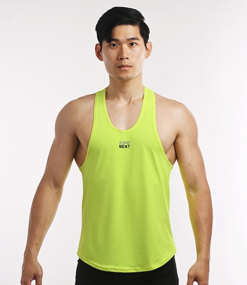 (5色)Actiflex2.0 超彈力延伸 Coach 細肩大挖背訓練背心-螢光黃 - 男背心 - 聚酯纖維 黃色