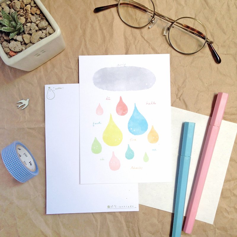 Greeting of raindrops / postcard - Cards & Postcards - Paper 