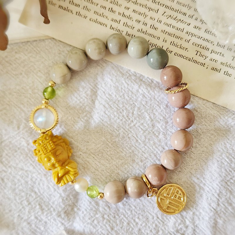 Mazu Empress Alxa/Alxa/Moonstone/ Stone/Pearl Guardian Natural Stone Bracelet - Bracelets - Gemstone Multicolor