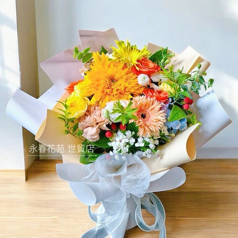 時光漫遊鮮花花束 | 畢業 生日 送禮首選 | 台北可自取 - 乾燥花/永生花 - 植物．花 橘色