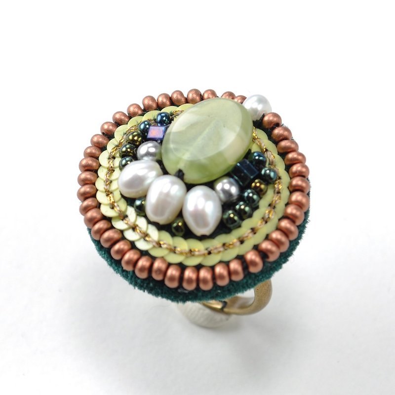 green statement ring, sparkly ring, gorgeous ring, free ring 6 - General Rings - Wool Green