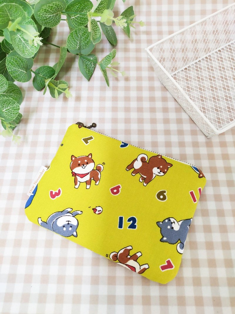 Light-picking series universal bag/coin purse/cosmetic bag/storage bag/cute Shiba Inu style - Coin Purses - Cotton & Hemp Yellow