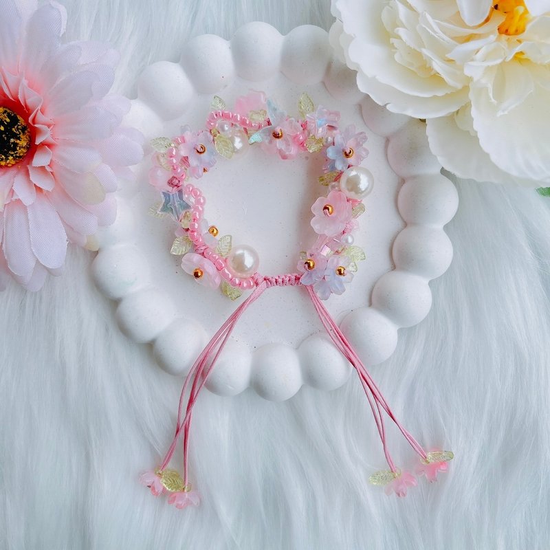 Flower lover Bracelet, Waxed Cord, Adjustable Size | Handmade Bracelet, Pastel Style - 手鍊/手環 - 貴金屬 