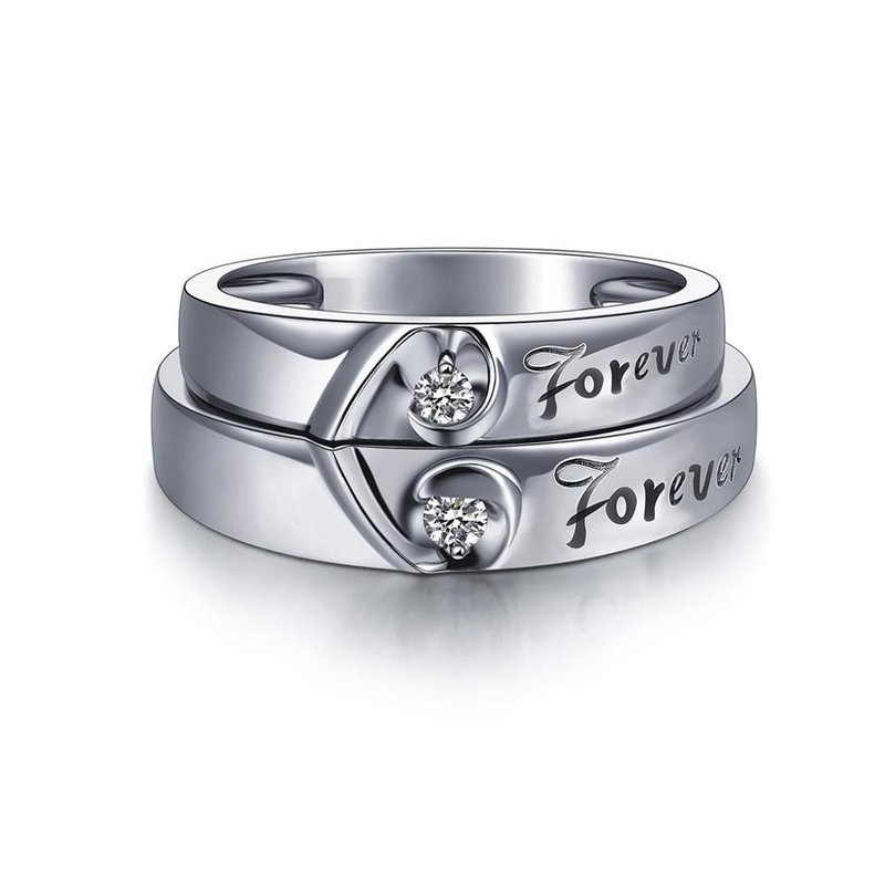 Forever diamond ring natural South African diamond couple ring wedding ring 14K K585 - แหวนทั่วไป - เพชร 