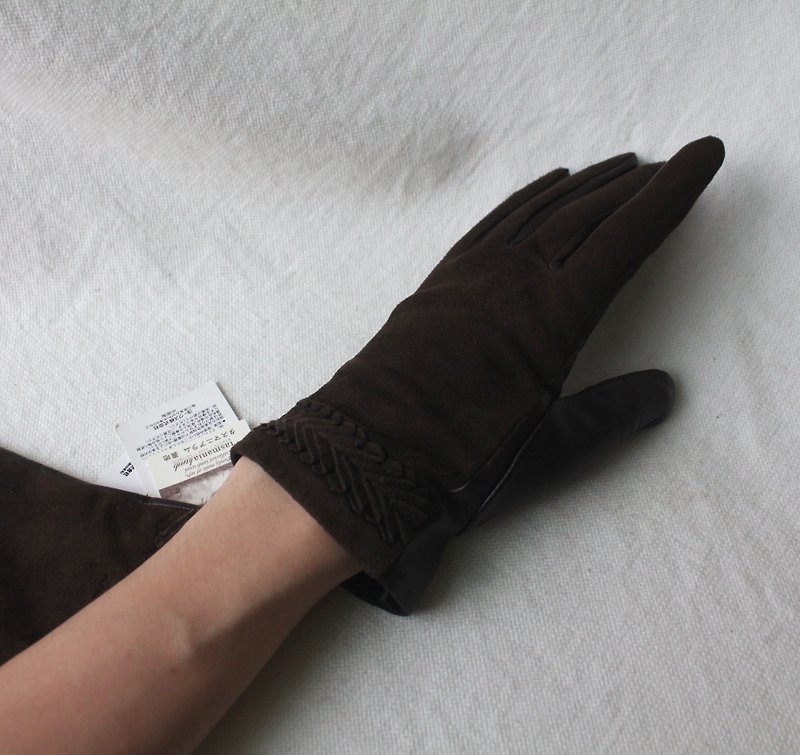 FOAK vintage/new in stock/Givenchy brown sheepskin gloves - ถุงมือ - หนังแท้ 