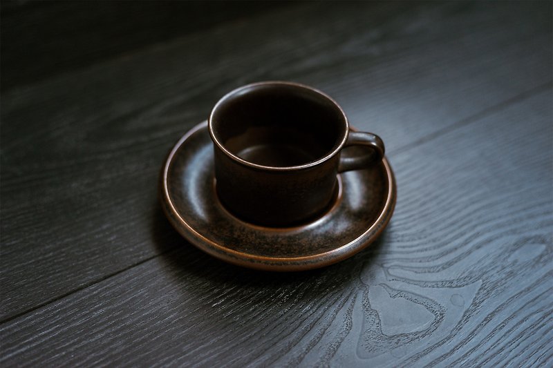 芬蘭ArabiaーRuska系列古董咖啡杯盤組 - 咖啡杯 - 陶 咖啡色