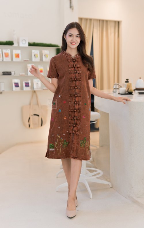 民族衣装 サボテン刺繍入りブラウンブリーチストーン - ショップ