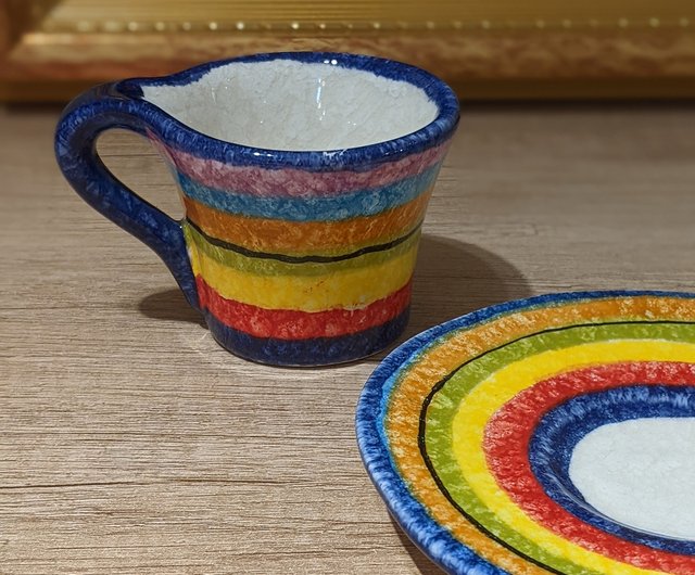 イタリア絵皿 手描き 飾り皿 カップ コーヒー エスプレッソ カフェ お菓子 イタリア絵皿 手描き 飾り皿 カップ コーヒー エスプレッソ