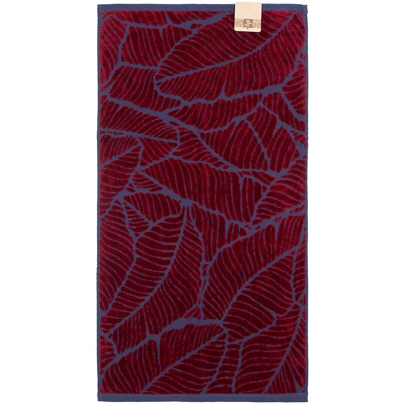 【聖誕禮物】 葉子系列毛巾(酒紅配藍) - 毛巾浴巾 - 棉．麻 紅色