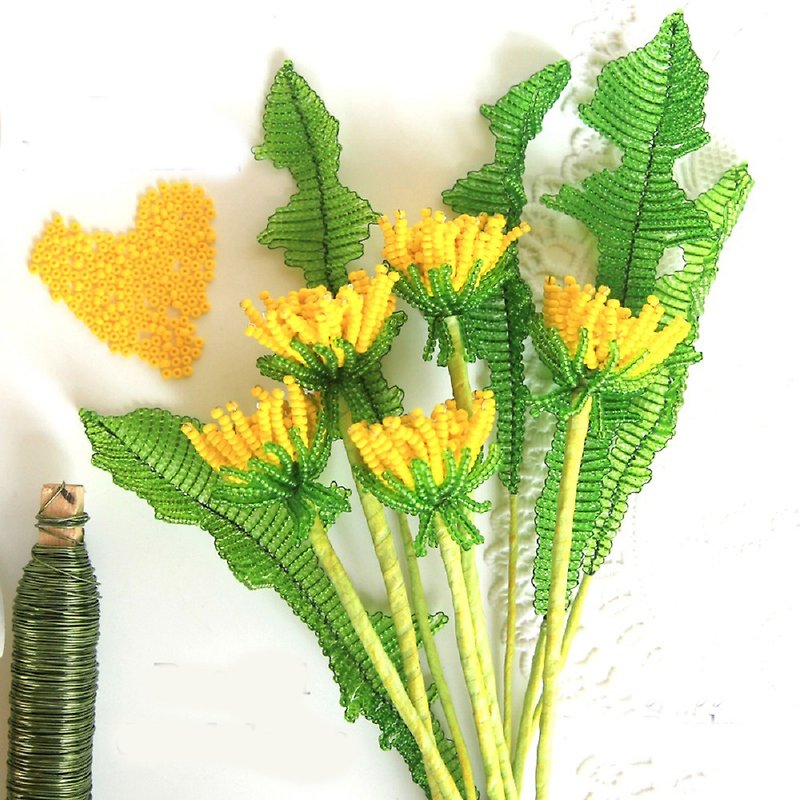 Digital Download - PDF | Beaded Flowers pattern | Dandelions - 手工藝教學/工具書 - 其他材質 