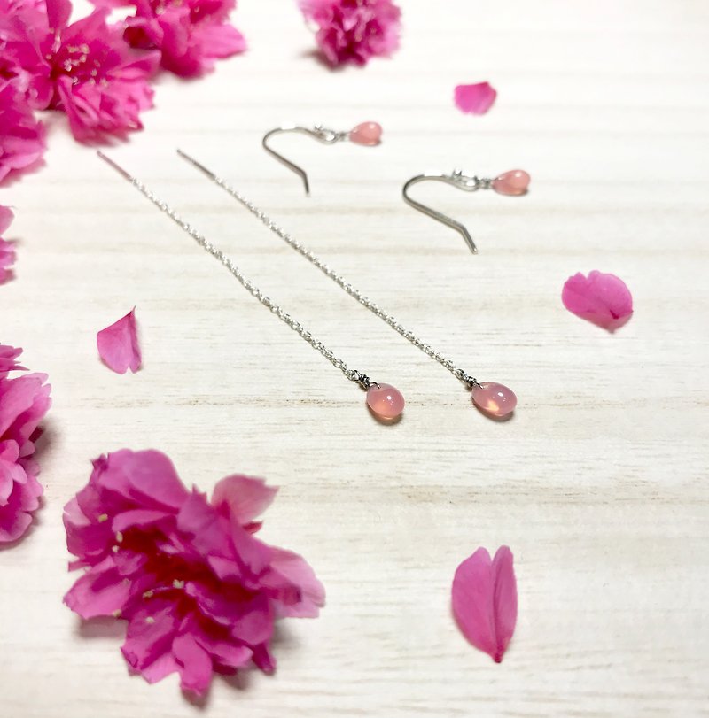 Minimalist Series-Limited Red Sakura Petal Heart Pink-925 Sterling Silver Hand-made Earrings Free Change Clip-on Silver Gift Packaging - Earrings & Clip-ons - Other Metals Pink