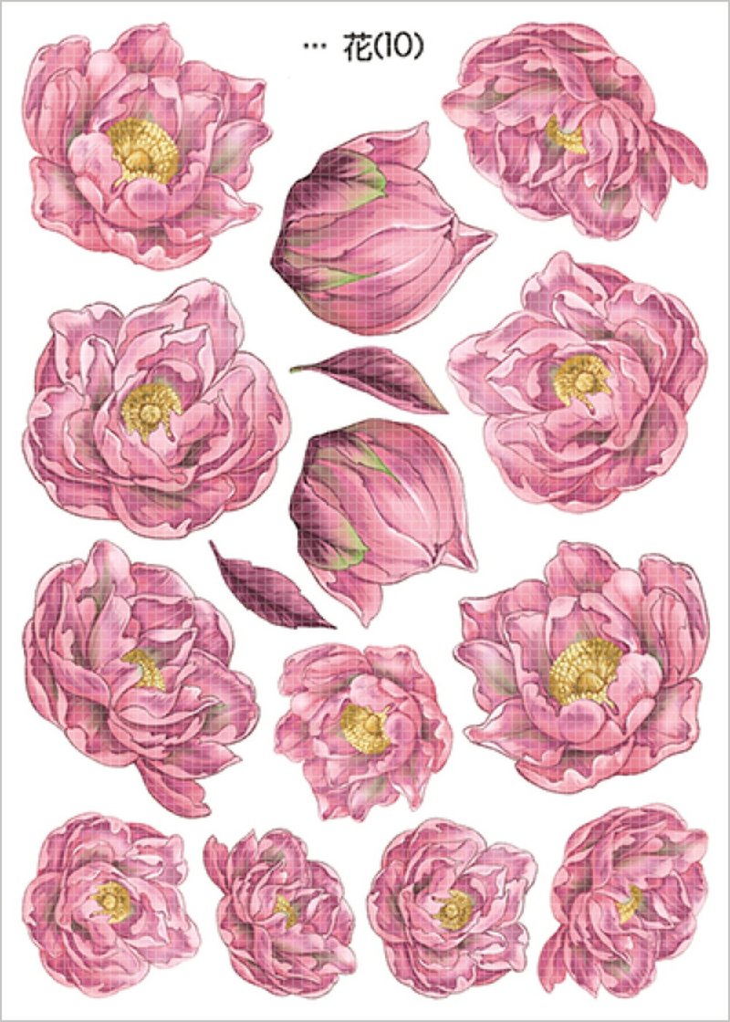 flower 7types (blackraccoon) Vintage collage design paper sticker - 貼紙 - 紙 多色