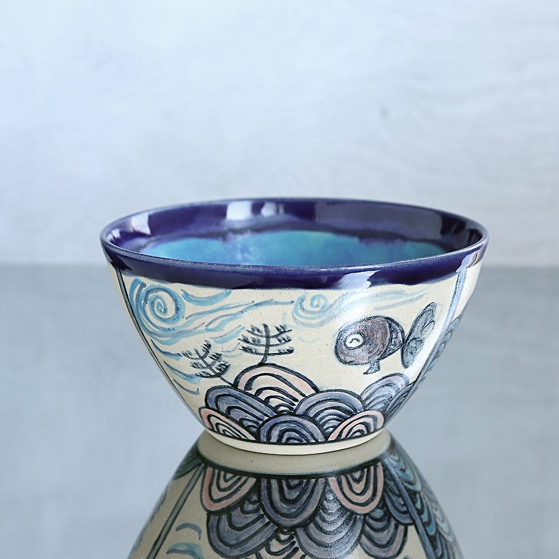 Dyed-style fishbowl - Bowls - Pottery Blue