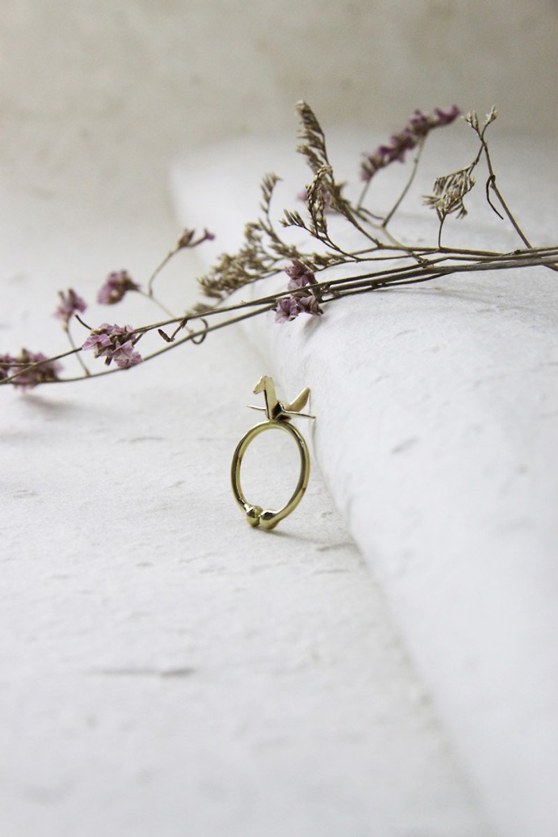 แหวน Origami bird only at Linen jewelry - แหวนทั่วไป - ทองแดงทองเหลือง 