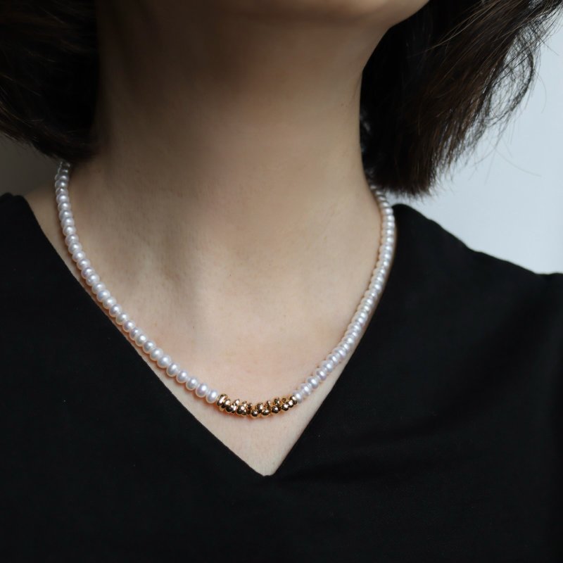 Low-key Fashion-White Pearl Necklace Natural Freshwater Pearl Baroque Pearl - สร้อยคอ - ไข่มุก 