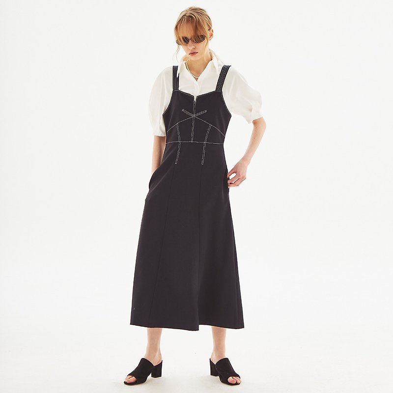 ポリエステル ワンピース ブルー - Pinkoi限定 (LINE) Stitched Bustier Dress