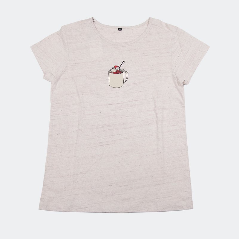 ボディからオリジナル　レディース　ブックキングの歯磨き　ちょっとシュールなTシャツ　Tcollector - 女 T 恤 - 棉．麻 粉紅色