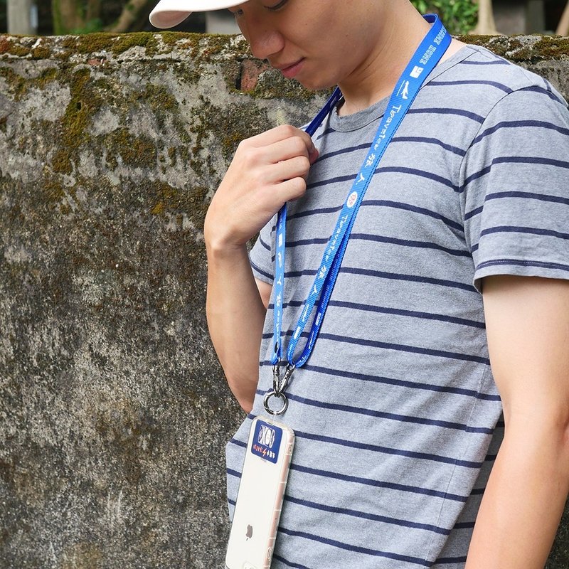 側背手機掛繩 Crossbody Phone Strap - 旅人 男生禮物推薦 - 手機掛繩/背帶 - 聚酯纖維 藍色
