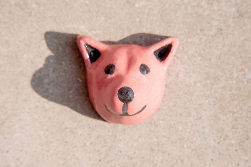Birthday gift stationery ceramic magnet/design magnet/dog magnet/cute animal magnet-pink dog - แม็กเน็ต - เครื่องลายคราม สึชมพู
