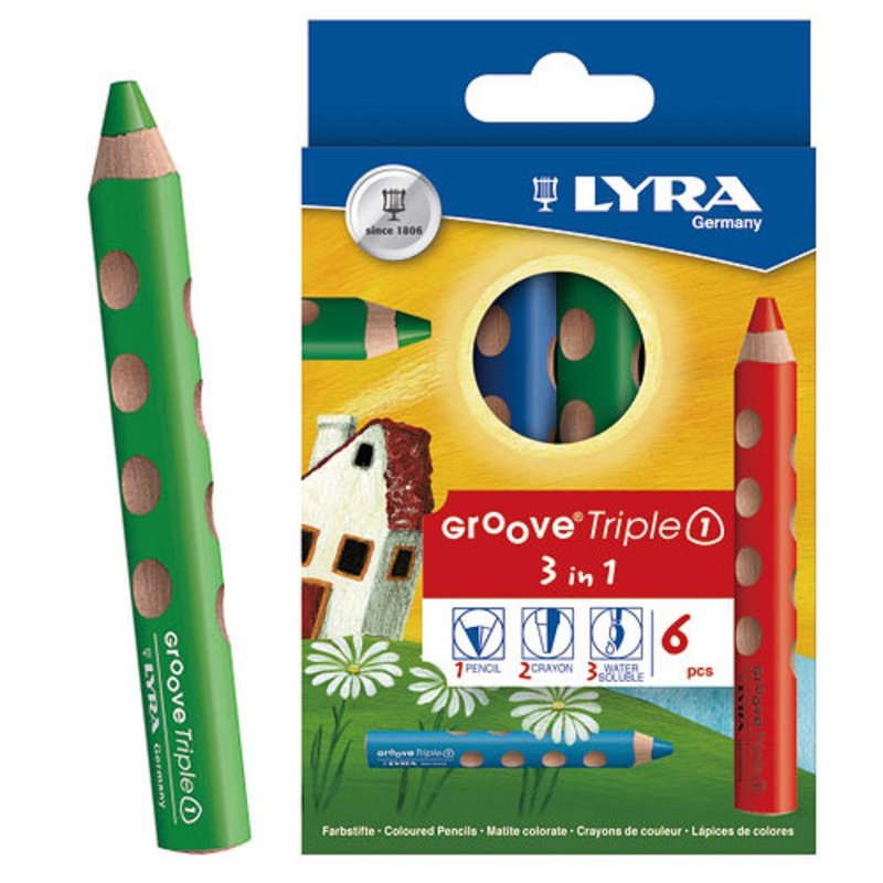 【德國LYRA】 Groove(3合1)胖胖三角洞洞筆(6色) - 插畫/繪畫/寫字 - 木頭 