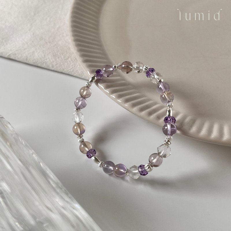 Ametrine Amethyst White Crystal/Natural Crystal Bracelet Good Luck Bracelet Customized Sterling Silver Bracelet - สร้อยข้อมือ - คริสตัล สีม่วง