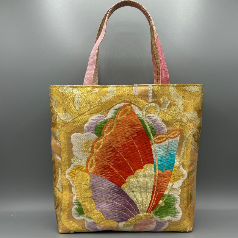 Kimono Obijime Remake Tote bag - Handbags & Totes - Silk Gold