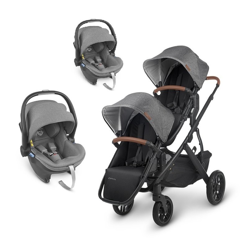 台灣宅配【UPPAbaby】【雙寶推車提籃】VISTA V2黑灰+黑灰提籃*2 - 嬰兒車/嬰兒推車 - 其他材質 灰色