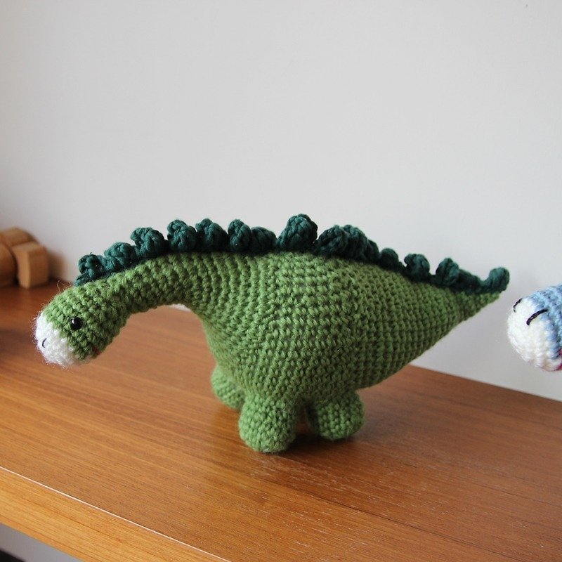【布。棉花】綠色長頸龍, 可愛小恐龍, 腕龍 - 寶寶/兒童玩具/玩偶 - 其他材質 綠色