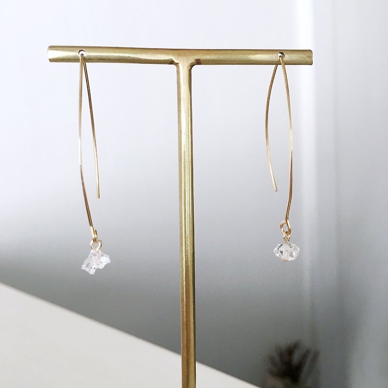 Herkimer's diamond earrings with gemstones - ต่างหู - วัสดุอื่นๆ สีใส