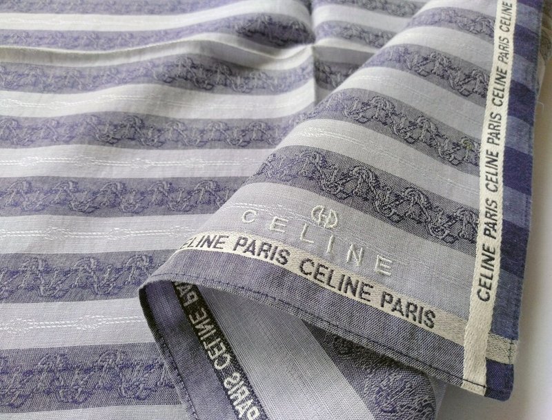 Celine 古董絲巾 - 手帕 - 船錨與郵輪 - Old Money 20 x 19 英吋 - 手帕 - 棉．麻 藍色