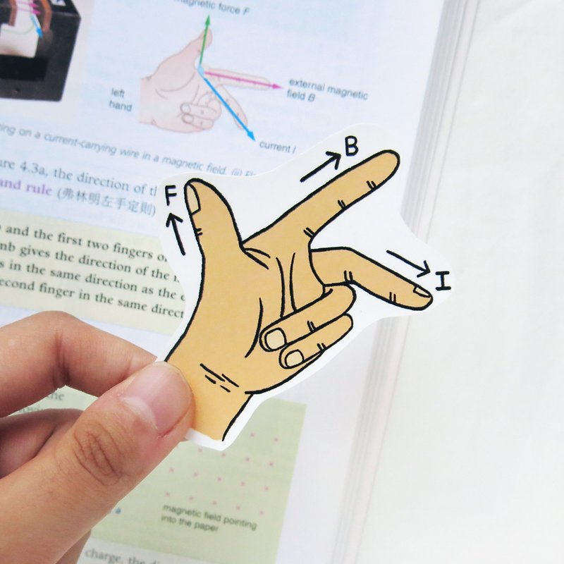 Lifelong Learning series: Fleming's Left Hand Rule Sticker - Stickers - Waterproof Material Pink