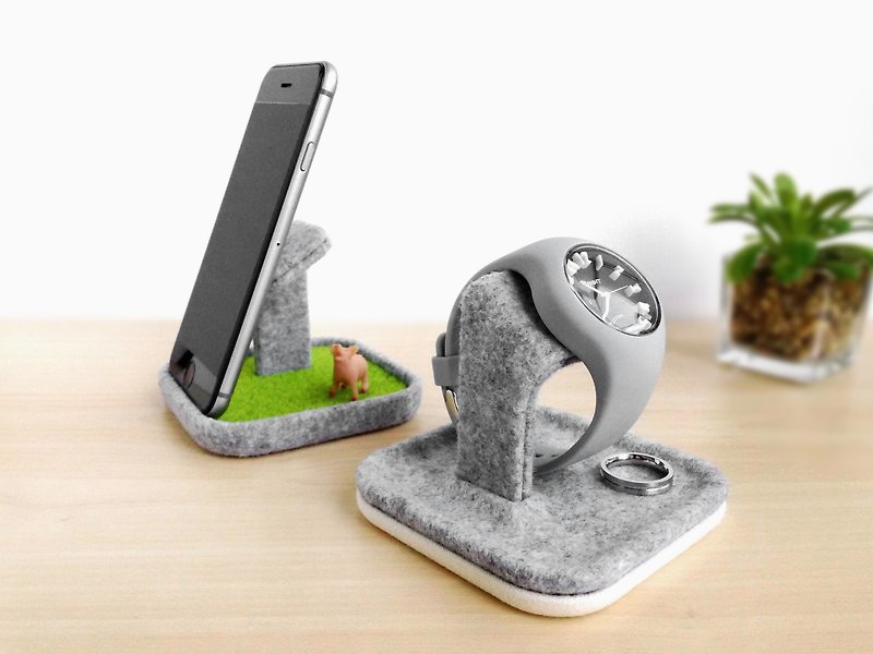 multifunctional tray, watch stand, watch holder, phone stand - 手機/平板支架 - 環保材質 綠色
