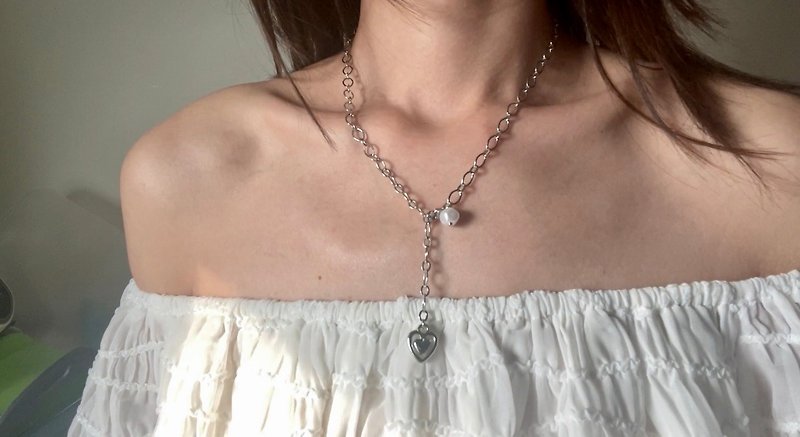 Simple love・Handmade necklace - สร้อยคอ - สแตนเลส สีเงิน