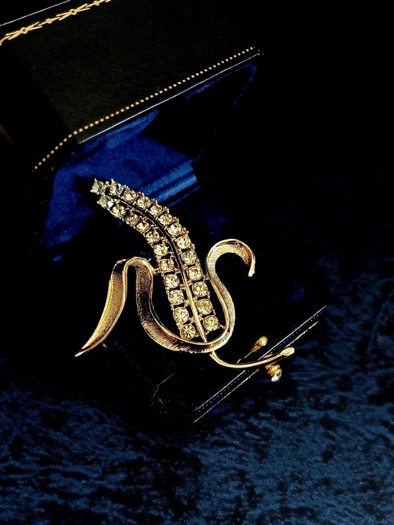 vintage jewelry SARAH COV 金色水鑽小麥玉米別針 - 胸針 - 其他金屬 