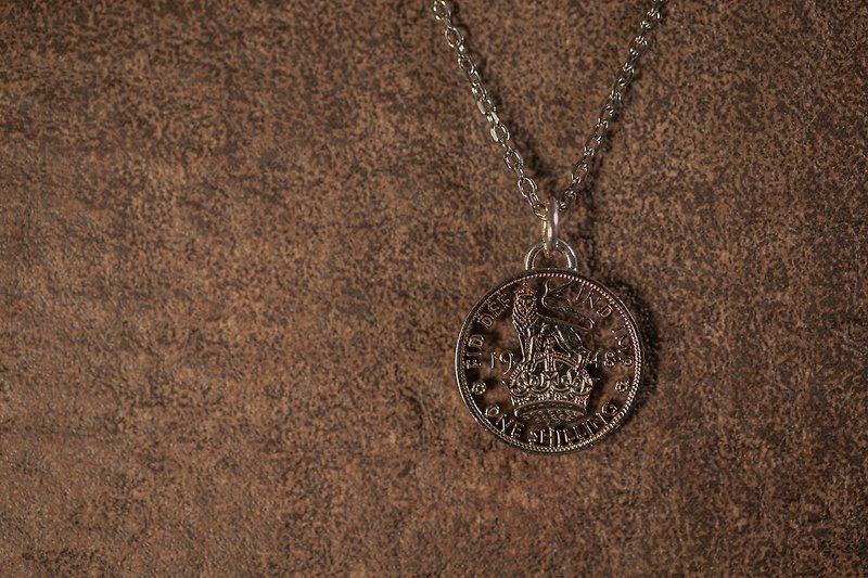 [Valentine's Day Gift] British Scotch Shilling Coin Cupronickel Vintage Necklace - Necklaces - Copper & Brass 