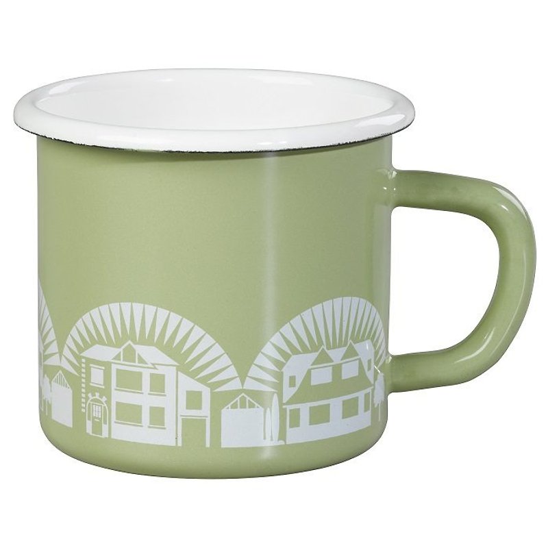 Wild & Wolf Country House Enamel Mug (Green) - Mugs - Enamel Orange