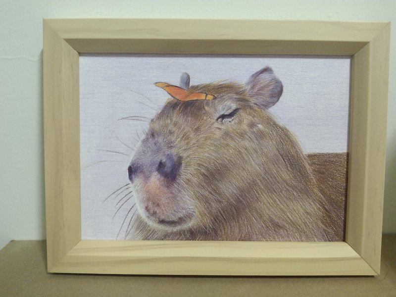 Decoration/Capybara/Colored pencil drawing/Original manuscript/Framed - Posters - Paper 