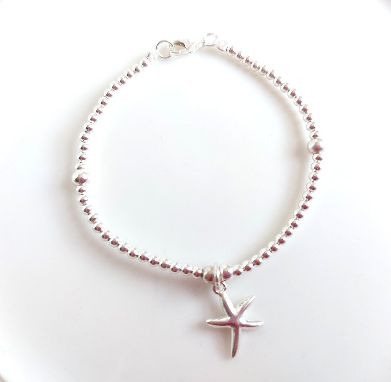 s925 sterling silver cute starfish bracelet | handmade custom bracelet necklace earrings jewelry - สร้อยข้อมือ - เงินแท้ 