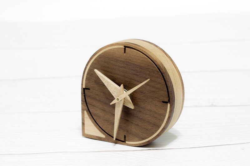 Wood Inlay Mini table Clock,Silent Desk Clocks - Clocks - Wood Black