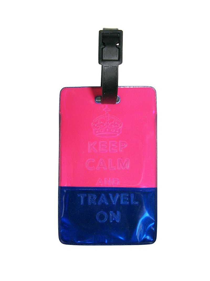 Keep Calm & Travel On Neon Jelly 3M Luggage Tag - Pink - Blue - Luggage Tags - Plastic Pink
